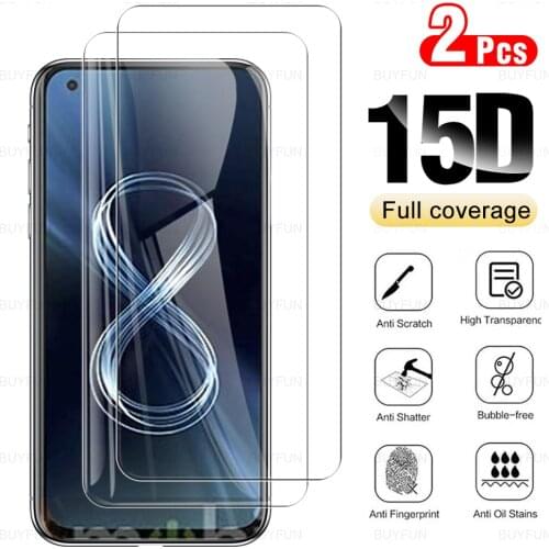 2pcs full cover zenfone 8 case tempered glasses for asus zenfone 8 zenfone8 glas hd anti-scratch screen protectors film 5.9"