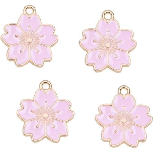 20Pcs/Lot Enamel Flower Plant Rose Flora Charm Pendant Jewelry Making Bracelet Necklace DIY Earrings Oil Drop Craft