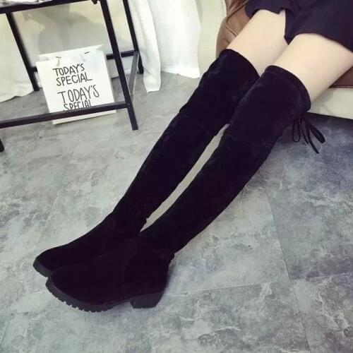 2018 Slim Boots Sexy Over The Knee High Suede Women Snow Boots Womens Fashion Winter Thigh High Boots Shoes Woman
