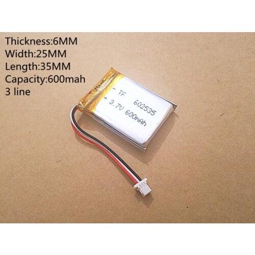 3 line 3.7V thium polymer battery 602535 600MAH the video recorder 388