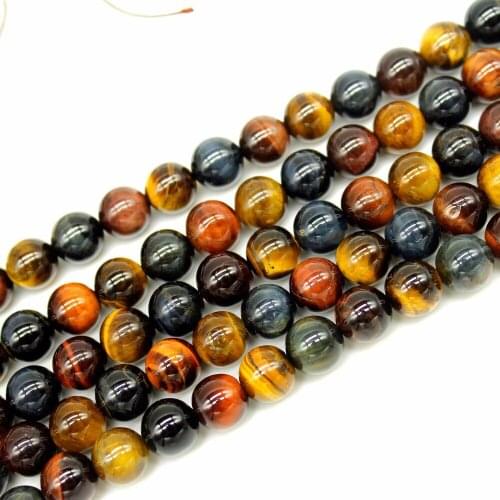 A+ Quality Three Color Tiger eye Natural Stone Round Loose Beads For jewelry Making 6/8/10/ MM DIY Bracelet Strand