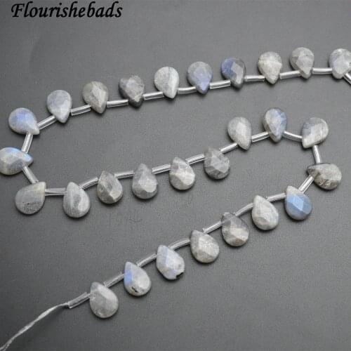 10X14mm Faceted Natural Labradorite Stone Flat Drop Pear Shape Loose Beads 5 Strands Per Lot
