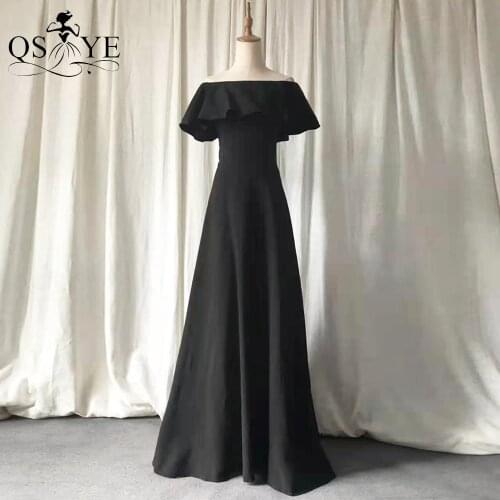 Black Evening Dresses Streatch Long Formal Gown Off Shoulder Strapless Neck Party Formal Gown A Line Women Dress
