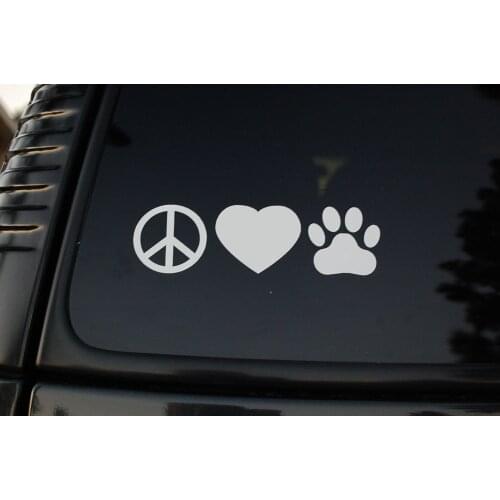 For Peace Love Dog Cat vinyl Sticker Decal V34 Pet Adoption Supplies Collar Food Car Styling