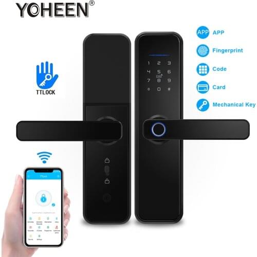 FREECAN Wifi Electronic Smart Door Lock With TTLock App,Security Biometric Fingerprint Intelligent Lock With Passcode RFID Alexa