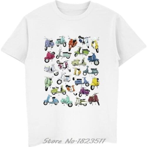 New Vespa Men T Shirt Fashion Summer Short Sleeve Tshirt Harajuku Motorcycles Scooters Cartoon Print Tops Tees Shirt Homme