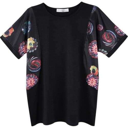 Neatie kiddie Black Print Women Plus Size T-shirt Female Tops Summer Fashion New Looose Large Tshirt Lady Clothes