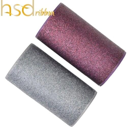 HSDRibbon 75MM 3 inch Solid Brown Glitter and Laser Gray Glitter Printed on Grosgrain Ribbon