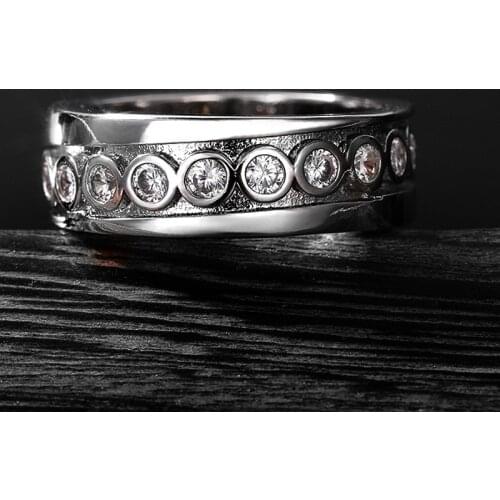 Huitan Classic Design Wedding Rings for Couple with Shiny Round White Zircon Timeless Style Women/Men Jewelry Hot Drop Shipping