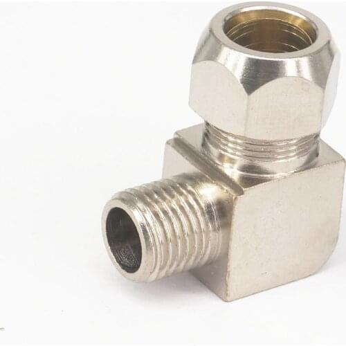 LOT2 1/4" BSP Male Fit 12mm OD Tube Elbow Nikel Plated Brass Compression Union Fitting