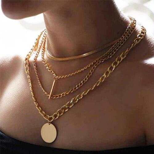 Fashion Gold Multilayer Round Pendant Necklace For Women Gold Silver Color Butterfly Pearl Necklaces Party Jewelry