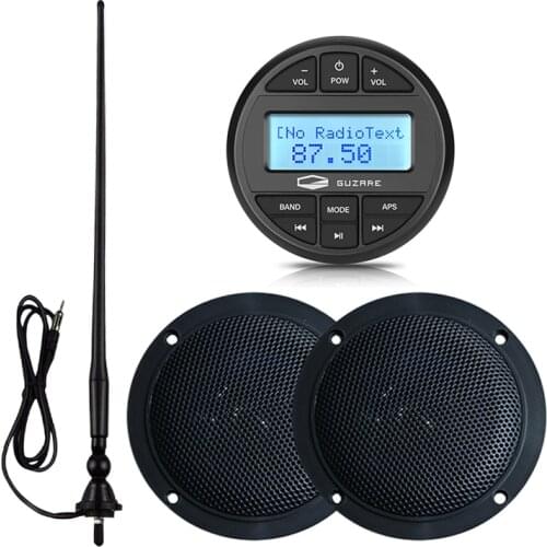 Marine Stereo Bluetooth Radio Audio Receiver Car MP3 Player+4inch Marine Waterproof Speakers+Boat AM FM Antenna For RV ATV Yacht