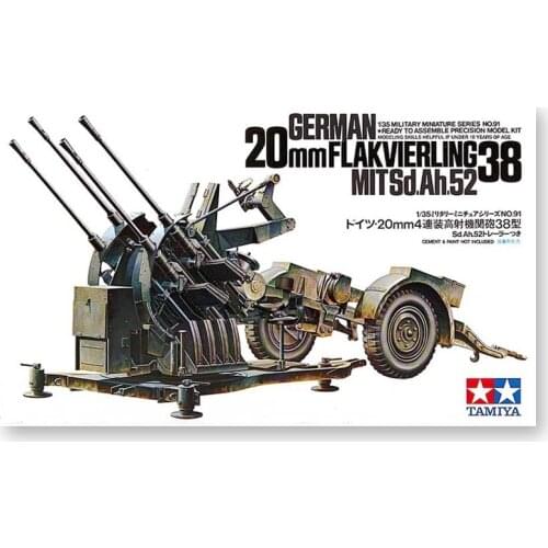 Tamiya 35091 1/35 Scale Model Kit German 2cm Flakvierling 38 Anti-Aircraft Gun