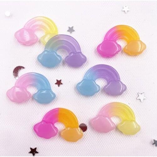 New 10PCS Kawaii Colorful Cabochon Resin Mini Rainbow Flatback Rhinestone Scrapbook Charm Ornament Craft DIY Decor Supplies SG84