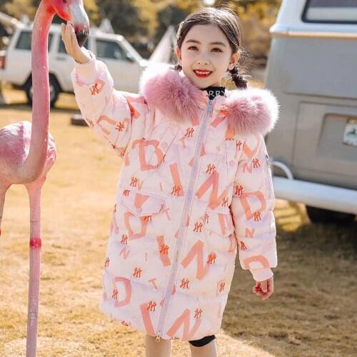 2021 Winter New Girls Children Clothing Long Duck Silver Down Jacket Faux Fur Coat Snowsuit Outerwear Infant Overcoat Kids