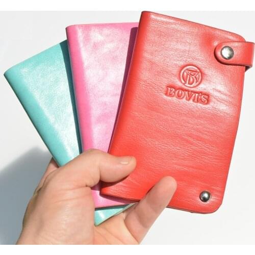 Bovis 2018 New Arrival Top PU Leather Card Holder With 30 Card Slots Bus Card Wallet Top Quality Rfid Rotate Bus Card Purse