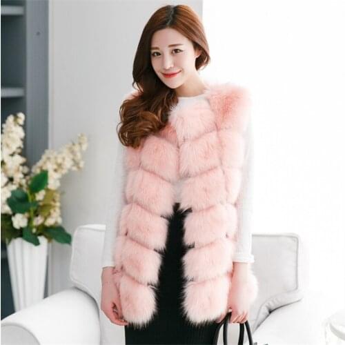New Arrival Winter Warm Fashion Women Faux Fur Vest Jacket Faux Fur Coat Fox Fur Long Vest Colete Feminino plus size 3XL 4XL
