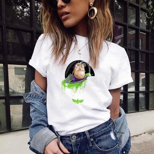 New Women White Tshirts Buzz Lightyear Lady Tees Short Sleeve T shirts Female Summer Toy Story Unisex Tops