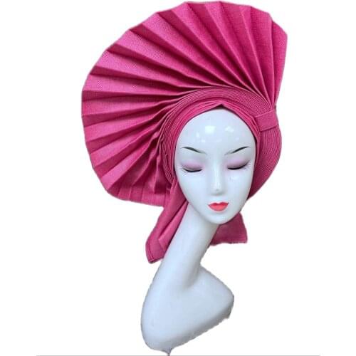 2021 New Designs African Handmade Auto Gele Elegant Big Flowers Scarfs Hijab Cap Turban Hats Headwrap For Lady Head Wear