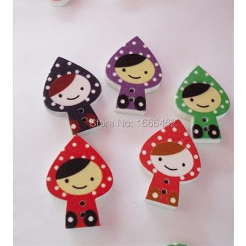 Wholesale 40PCs Wood Buttons Sewing Scrapbooking Cartoon Mixed 28*19mm