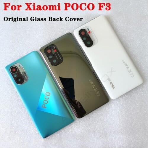 Original For Pocophone F3 Tempered Glass Battery Back Cover Door Case For POCO F3 Spare Parts Battery Cover Free Shipping