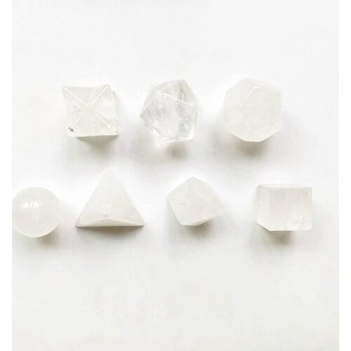 Clear Quartz Crystal Natural Carved Platonic Solids Sacred Geometry Symbols Merkaba Star Figurine Energy Balance Stone Craft Hom