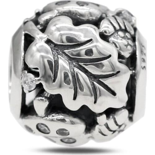 925 Sterling Silver Leaves CZ charms fit Original Pandora Bracelets Bangle Silver Beads Accessories for Women Jewelry Making
