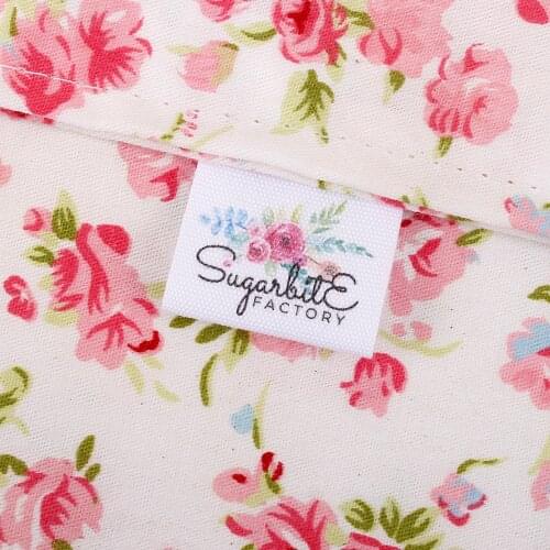 Sewing labels / custom brand labels, clothing labels, Sewing machine, fabric 100% cotton, flowers (MD2033)