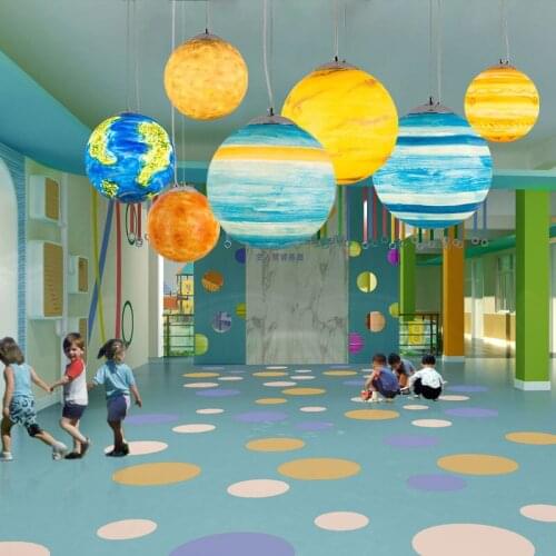 Modern 8 Planet pendant lights for living dining bedroom children shopping center multicolour hanging light 110v 220v