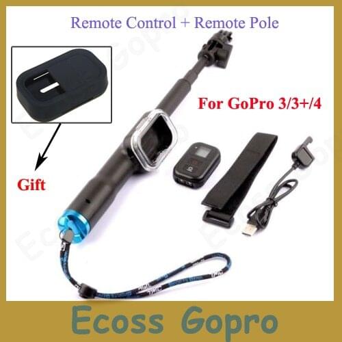 For GoPro Remote Telescopic Pole 33-99cm monopod tripod+ Remote Control+Silicone Case For GoPro Session Hero 5 4 3+3 Accessories