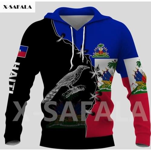 Haiti National Emblem Skull Country Map Flag Greece 3D All Printed Hoodie Man Women Harajuku Zipper Pullover Sweatshirt Jacket