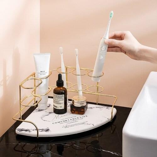 Fan-Shaped Household Bathroom Pendant Nordic Style Toothbrush Holder Bathroom Storage Box Dressing Table Toothpaste Holder