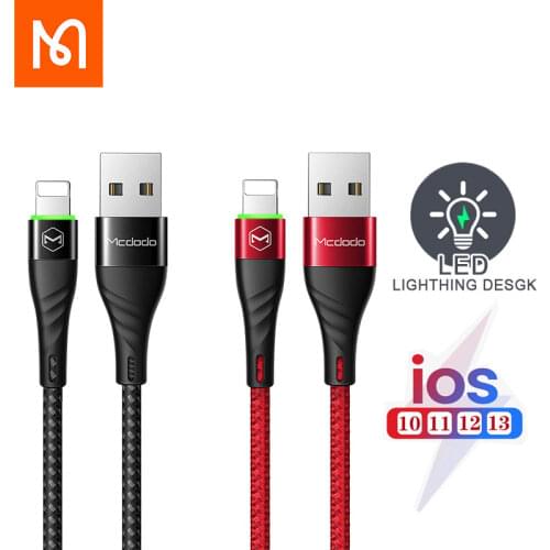 MCDODO Charging Cables LED usb to Lightning for iphone 11pro max Es Xr 8 7Plus 6S iPad iPod Iphone cases Fast Charger