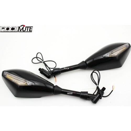 10mm Screw LED Turn Signal Indicator Integrated Rearview Side Mirrors For Honda Suzuki Kawasaki Motorcycle Cruiser Naked Bikes