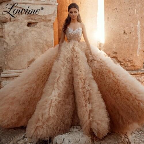 Lowime Dubai 2 Designs Evening Dresses Champagne Long Prom Dress Weddings 2021 Robe De Soiree Beads Sequined Prom Evening Wear