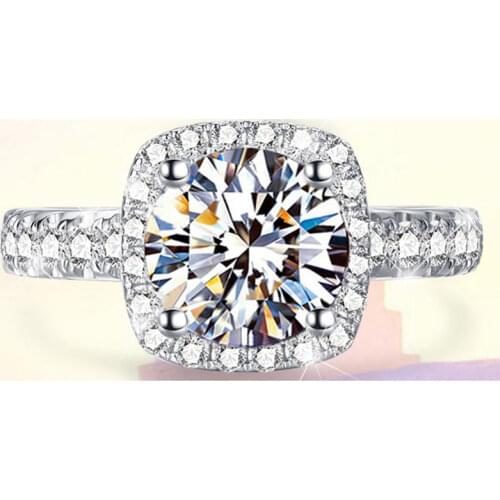 Real 925 Sterling Silver Rings Women Square New Original Design Luxury Multi-diamond Exquisite Engagement Wedding Dazzling Fine