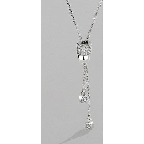 VENTFILLE 925 Sterling Silver Tassel Necklace Light Luxury Small Design Wild Female Clavicle Chain