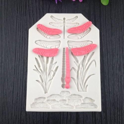 Liquid silica gel cake dry paess mold Dragonfly grass sugar cake decoration mold WMJ-799