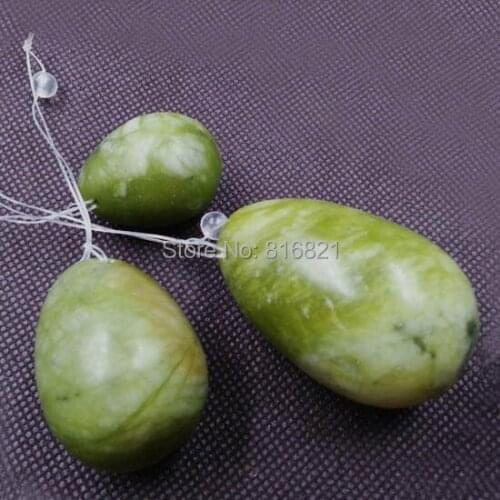1 set/lot) Drilled Yoni Egg Wand Set Jade Stone Massager Stone Kegel Exercise Vaginal Ben Wa Ball Pleasure Stick