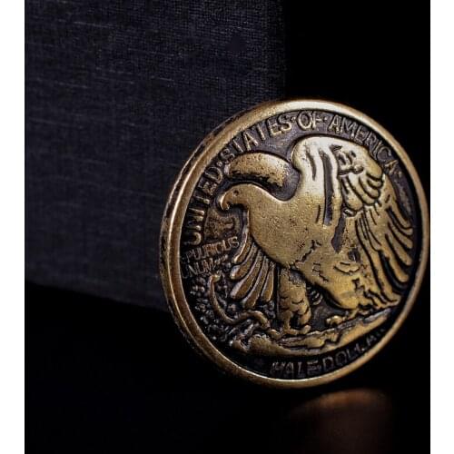 10X Retro Brass American Half Dollar Walking Liberty Coin Eagle Replica Belt Purse Diy Leathercraft Conchos Set Screw Back