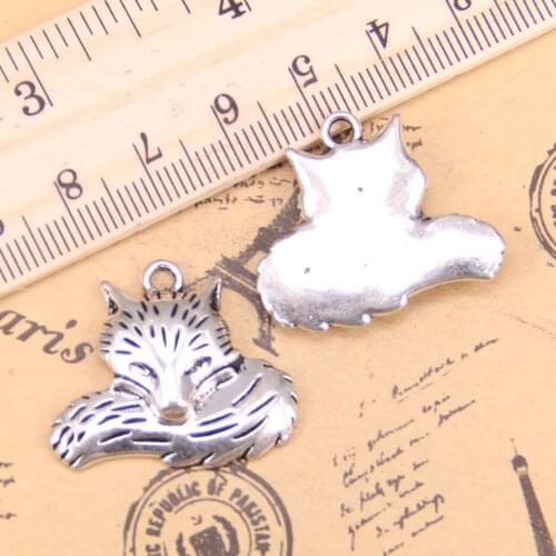 4pcs Charms wolf tail fox 24x28mm Antique Pendants,Vintage Tibetan Silver Jewelry,DIY for bracelet necklace