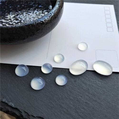 20pcs/lot Round Oval Water Drop ShapeResin Faux White Jade Flatback Cabochon Bead Embellishments Diy Pendant Jewelry Accessories