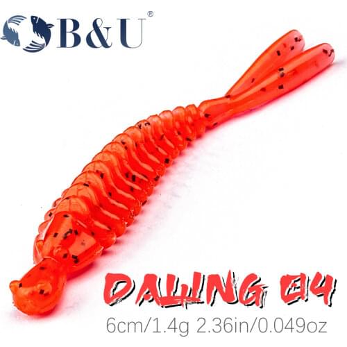 B&U Larva Soft Lures For Fishing 60mm Artificial Lures Fishing Worm Silicone Bass Pike Minnow Swimbait Jigging Plastic Baits