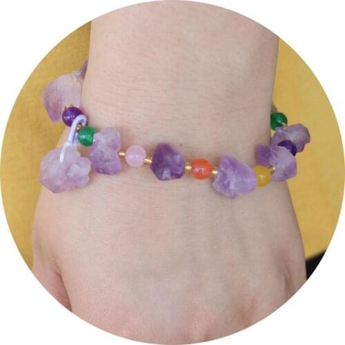 Lavender amethyst bracelet with raw amethyst tooth cluster, European-american style bracelet 1Pcs