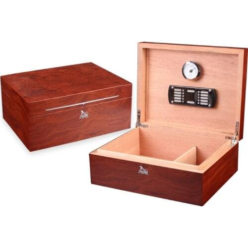 Cedar Wood Travel Cigar Humidor Box with Humidifier Hygrometer Cigar Accessories Red Cigar Storage Case Fit 30 Cigars