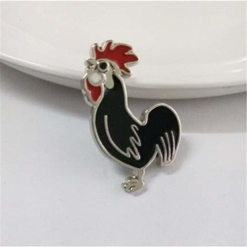 Black Chicken Rooster Red Enamel Pin Brooch For Women Men Weddings Jewelry Brooches Animal Badge Shirt Clothes Pins