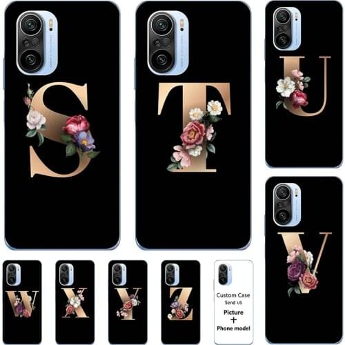 Flower 26 English Case For Xiaomi Mi POCO F3 M2012K11AG For Xiaomi Mi 11i Mi 11X Pro 11 X Name Letter Custom Soft Silicone Cover