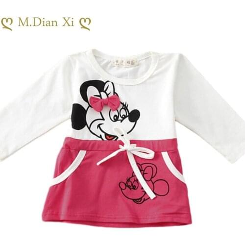 Baby Girls Clothes Dress Children Clothing New Sweet Girls O-Neck Dress Baby Girls Minnie Dress Birthday Party Cotton Dress