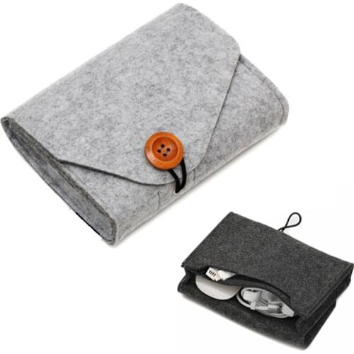 Key Coin Package Wallet Mini Felt Pouch Chargers Storage Bags For Travel USB Data Cable Mouse Organizer Electronic Gadget Bags