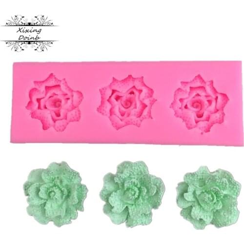 Xixing DIY three mini flower shape silica gel mold silica gel shape soft candy cake chocolate cake decoration baking tool